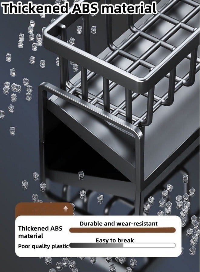 Kitchen Sink Storage,Drying Drainer Rack,Dish Drying Rack,Storage Rack with Towel Rod Sink , Soap Dishcloth Brush Holder Organizer for Kitchen,Kitchen Faucet Sponge Holder,Drain Rack for Sponge, Soap, Brush, Towel - Image 4