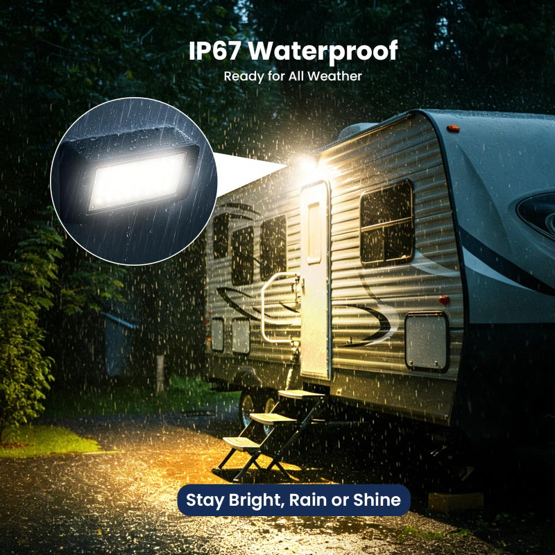 Safoner Aluminum RV LED Porch Light- Dual Color Switchable White & Amber, 1400LM Bright Outdoor Light, IP67 Waterproof 12-30V DC, for Campers, Trailers, Motorhomes (White Housing)- 1 Pack - Image 5