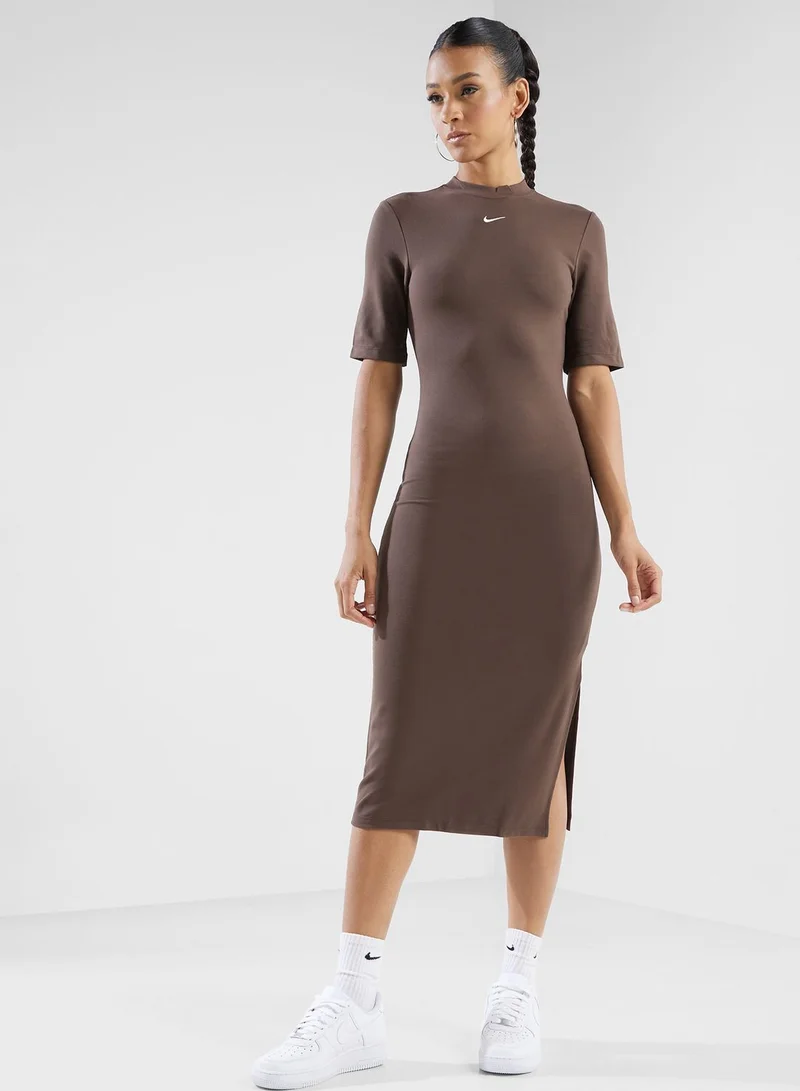 Nike Brown Fitted Midi Dress