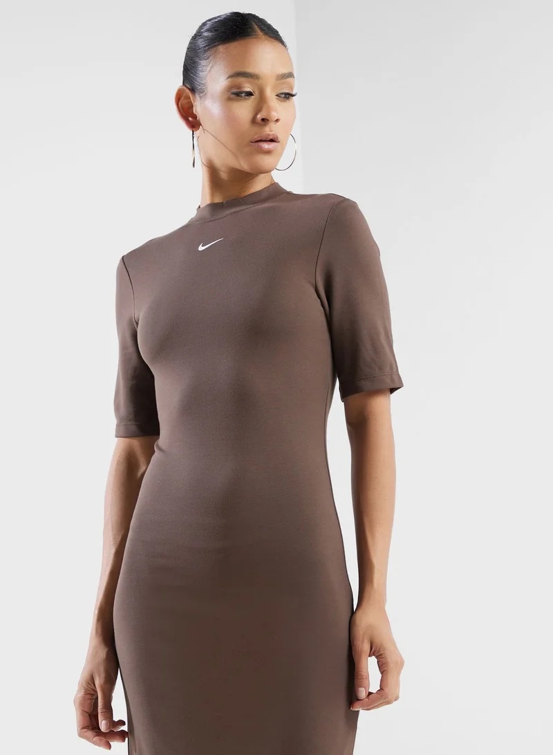 Nike Brown Fitted Midi Dress