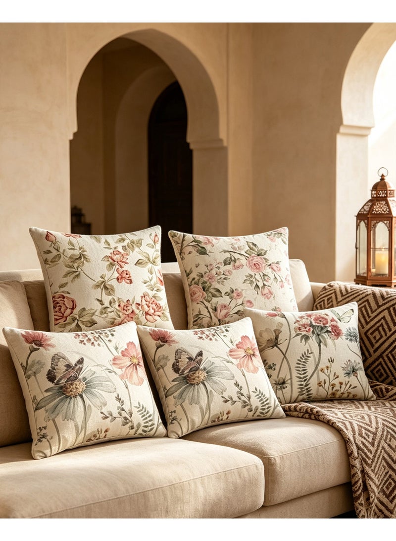 Bukela 4PCS Decorative Throw Pillow Covers 18x18 inches Set of Birds Butterfly and Plant Cushion Covers 45cm x 45cm Boho Linen Square Throw Pillow Cases for Living Room Sofa Couch Bed Pillowcases - Image 2
