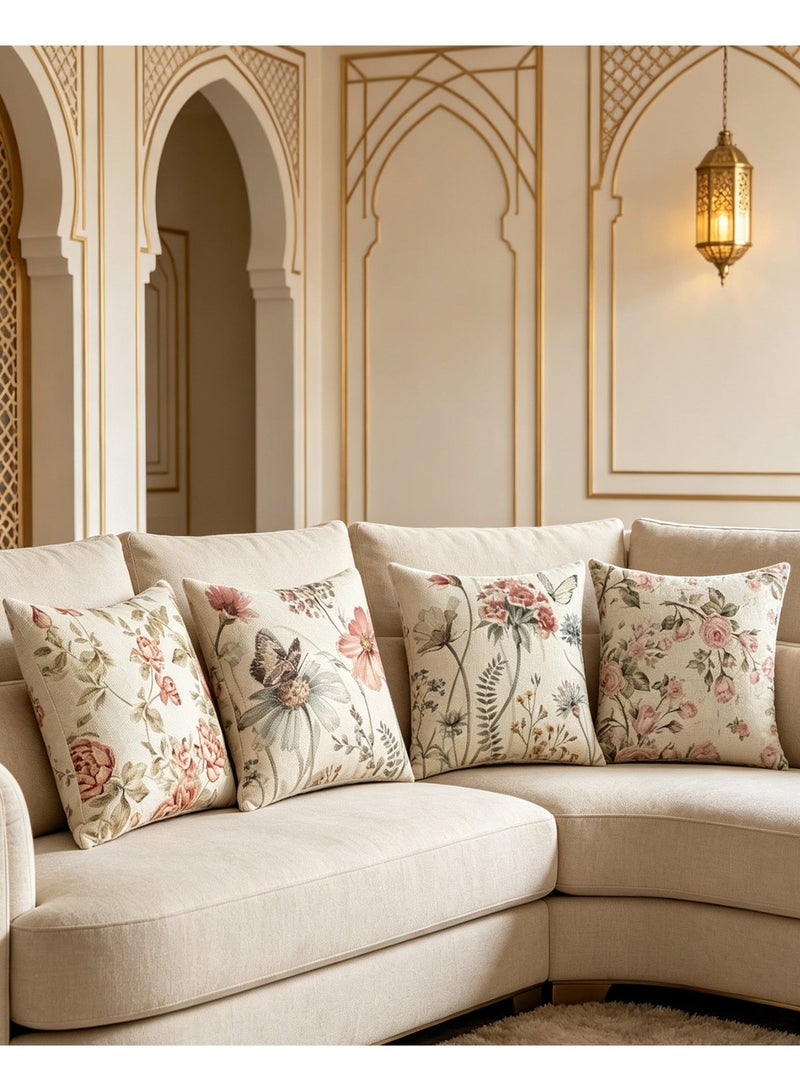 Bukela 4PCS Decorative Throw Pillow Covers 18x18 inches Set of Birds Butterfly and Plant Cushion Covers 45cm x 45cm Boho Linen Square Throw Pillow Cases for Living Room Sofa Couch Bed Pillowcases - Image 3