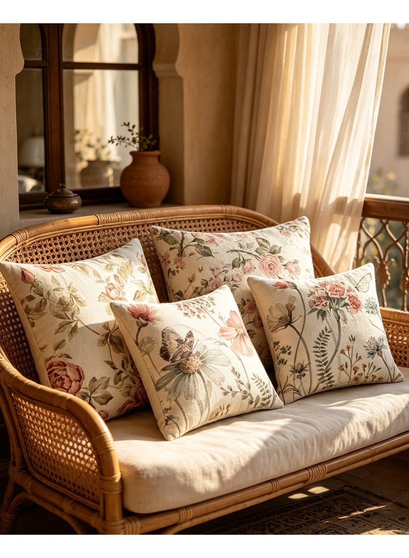 Bukela 4PCS Decorative Throw Pillow Covers 18x18 inches Set of Birds Butterfly and Plant Cushion Covers 45cm x 45cm Boho Linen Square Throw Pillow Cases for Living Room Sofa Couch Bed Pillowcases - Image 4