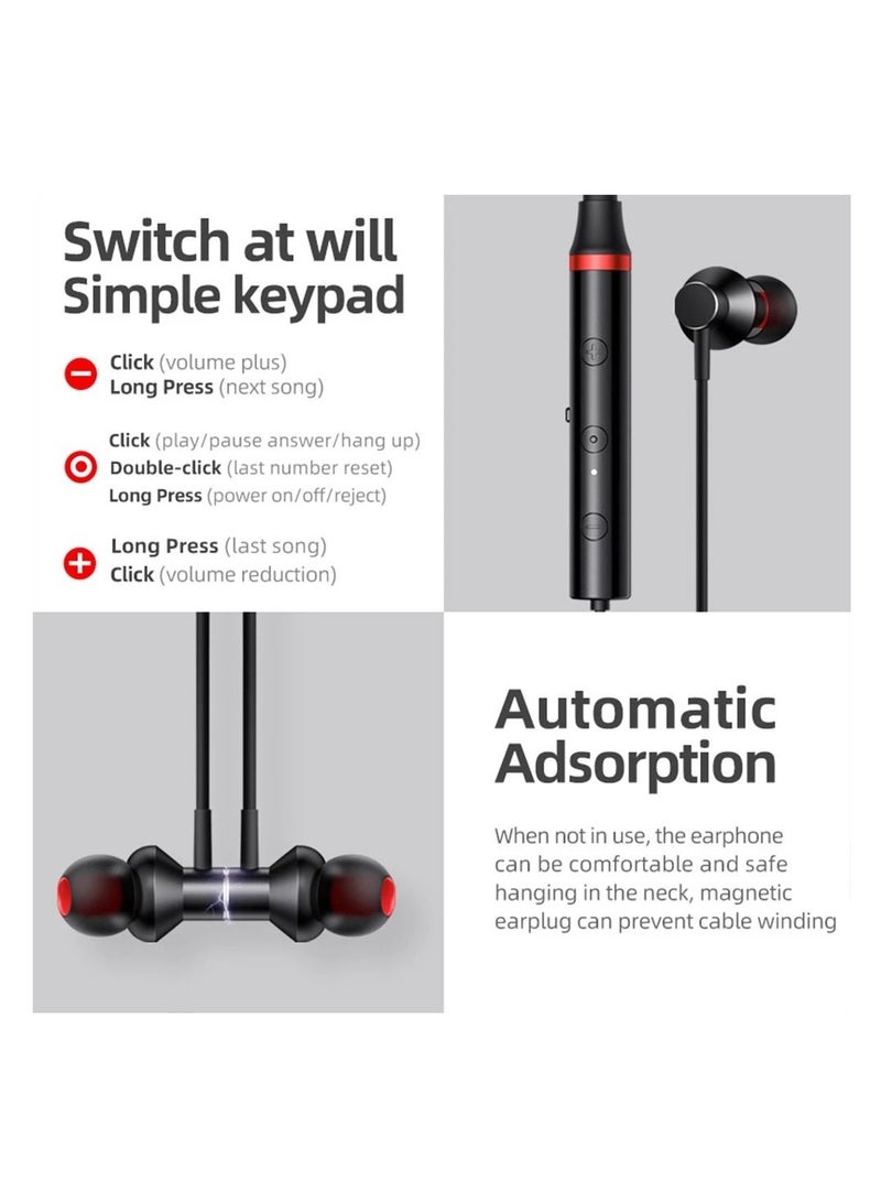 HE05X Bluetooth Sports Earphones, Magnetic Design, Stereo Sound, 12-Hour Battery Life, Bluetooth 5.0, Black - Image 2