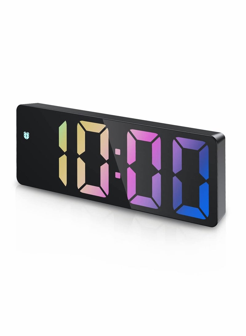 NIBEMINENT Digital Alarm Clock, Rainbow LED Clock for Bedroom, Modern Desk with Temperature Display, Adjustable Brightness, Voice Control, 12/24H Display Small Home, Office - Image 1