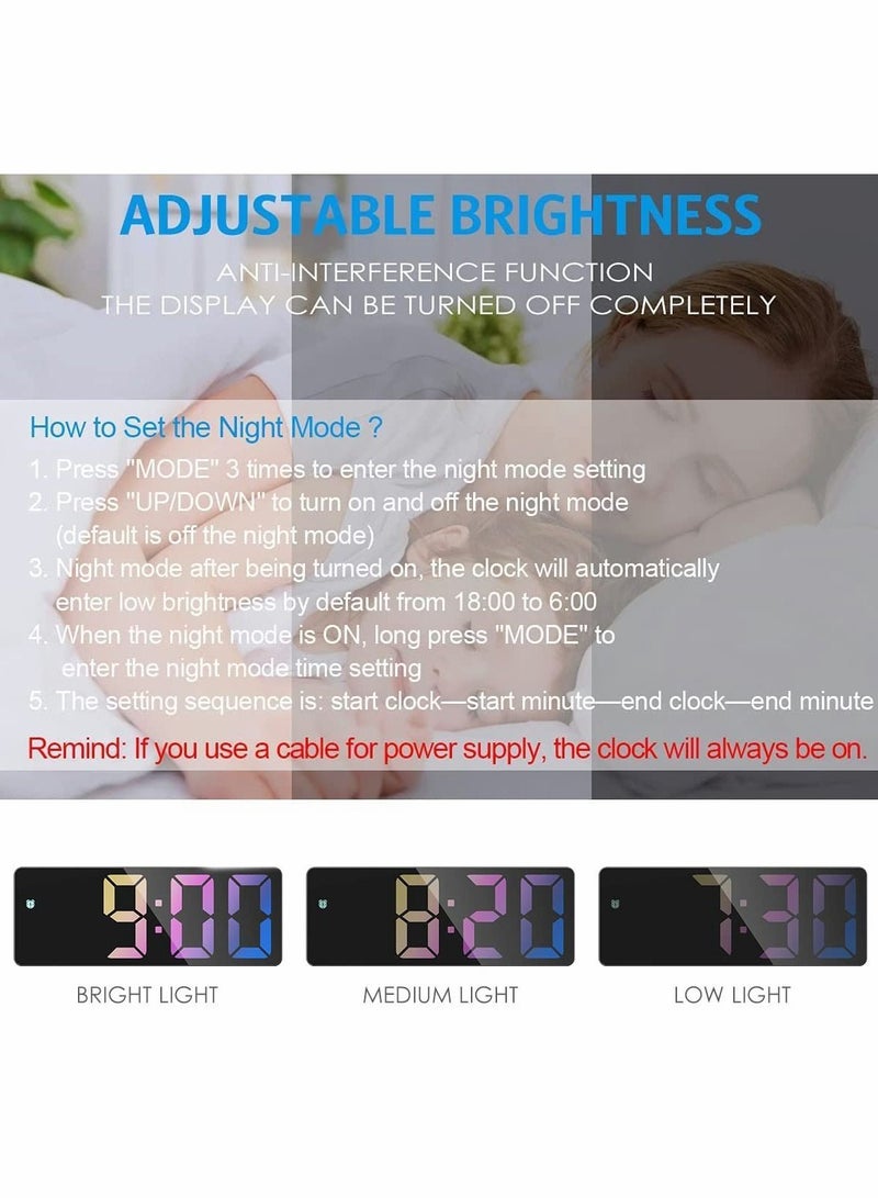 NIBEMINENT Digital Alarm Clock, Rainbow LED Clock for Bedroom, Modern Desk with Temperature Display, Adjustable Brightness, Voice Control, 12/24H Display Small Home, Office - Image 3