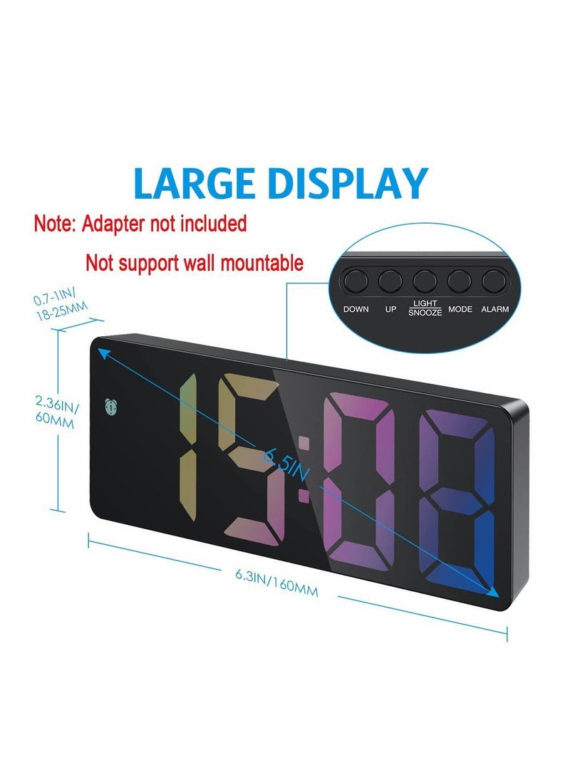 NIBEMINENT Digital Alarm Clock, Rainbow LED Clock for Bedroom, Modern Desk with Temperature Display, Adjustable Brightness, Voice Control, 12/24H Display Small Home, Office - Image 2