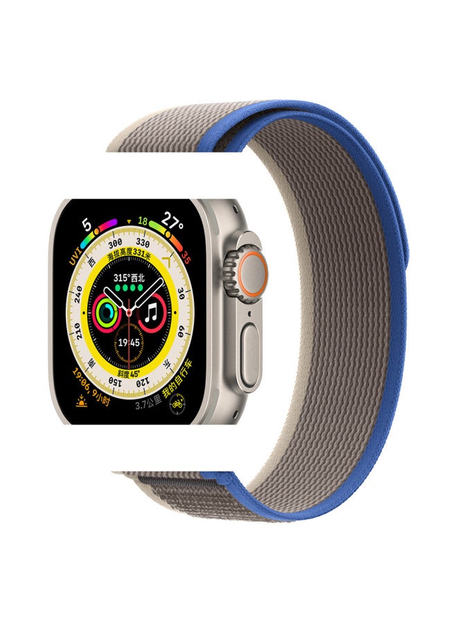 Generic For Apple Wild Trail Loop Strap For Apple Watch8/S9 Universal Nylon Woven Velcro Strap-Color:38/40/41mm Blue With Gray  - Image 1
