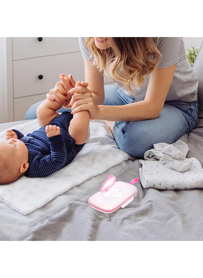 Healifty Baby Wipes Dispenser Wet Tissue Box Case Refillable Pouch Wipe Holders with Flip-Top for Diaper Bag Stroller Travel Backpack 8.66 X 5.31 X 1.37 in Pink - Image 4