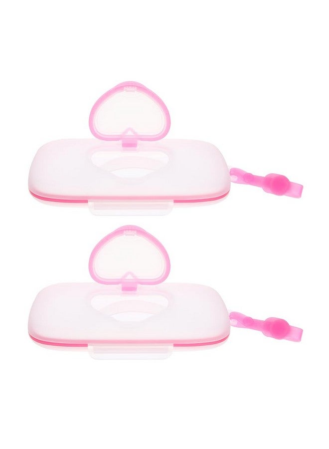 Healifty Baby Wipes Dispenser Wet Tissue Box Case Refillable Pouch Wipe Holders with Flip-Top for Diaper Bag Stroller Travel Backpack 8.66 X 5.31 X 1.37 in Pink - Image 1