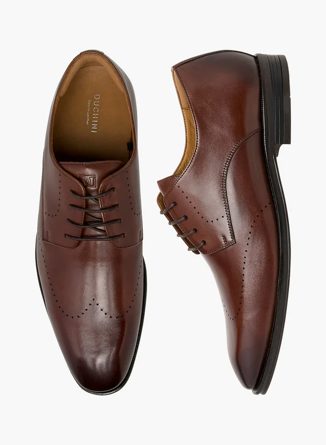 دوتشيني Men's Solid Lace-Up Derby Shoes
