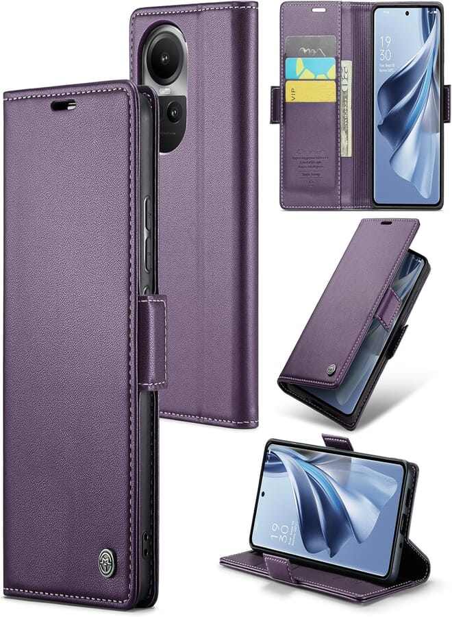 phone case compatible with oppo Reno 10 5G (reno 10 pro) Case Multifunctional Horizontal Flip Premium PU Leather Case, with Card Slot & Holder & Wallet for oppo Reno 10 5G (reno 10 pro) (Purple)