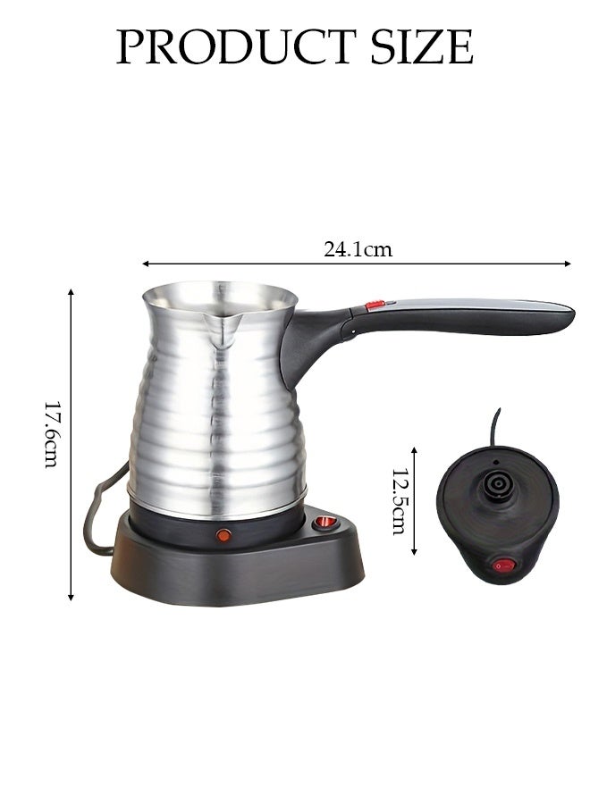 DUNISO صانعة القهوة التركية، صانعة قهوة كهربائية من الفولاذ المقاوم للصدأ، إبريق، حلزوني، مع جرة - قاعدة لاسلكية بزاوية 360 درجة مع مقبض قابل للإزالة | إيقاف تشغيل تلقائي - Image 2