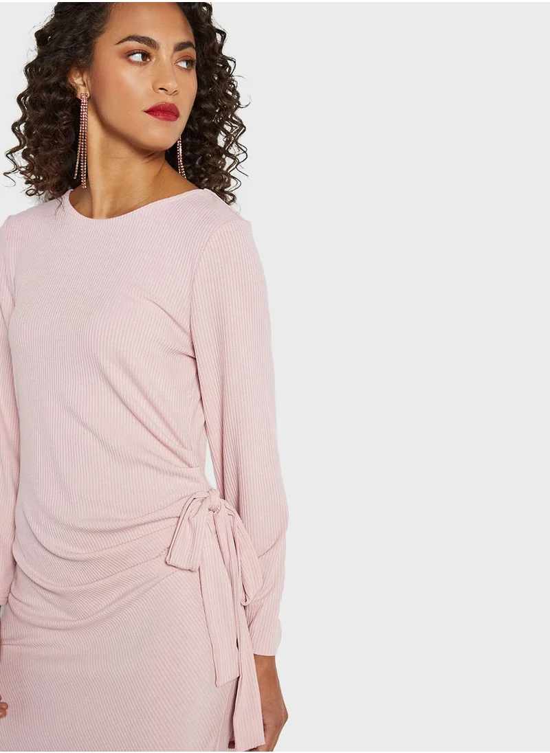 SIVVI for HANIYA Ribbed Knitted Tie Detail Dress