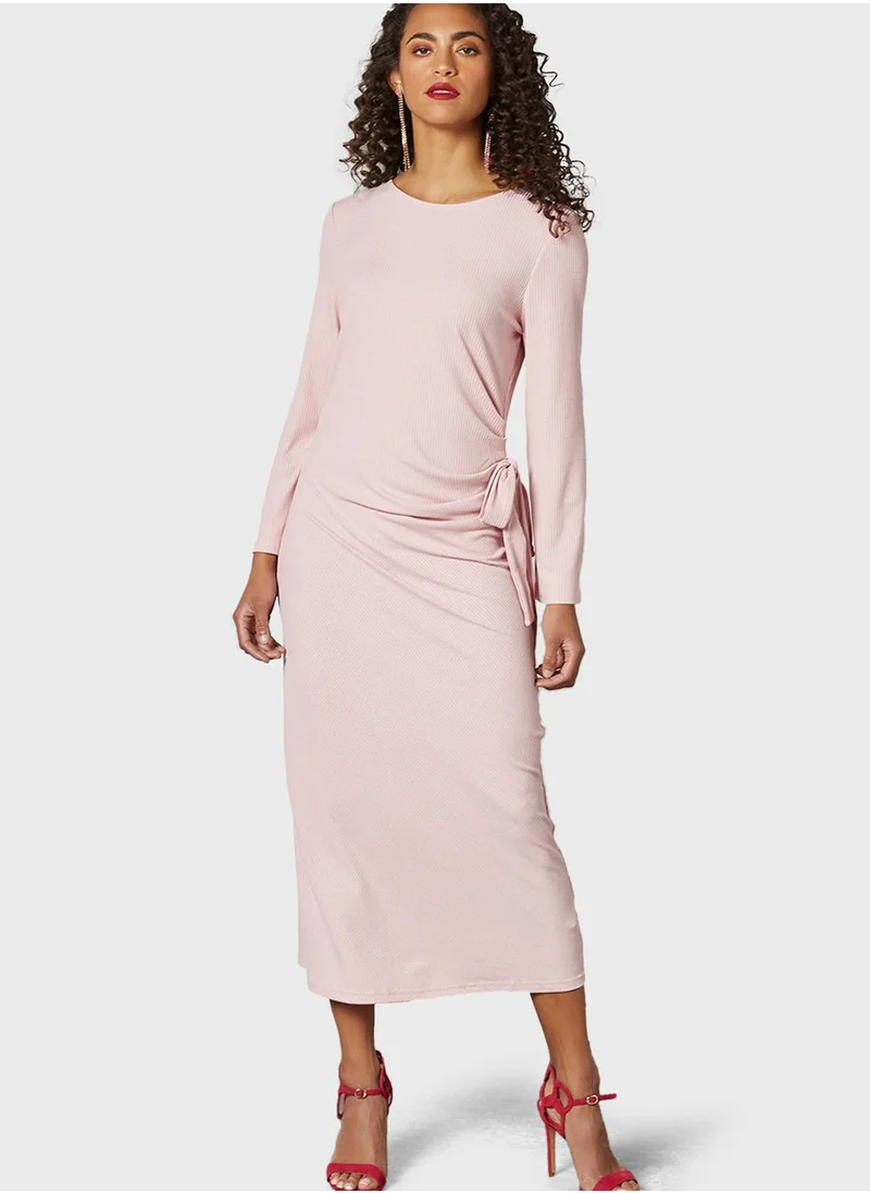 SIVVI for HANIYA Ribbed Knitted Tie Detail Dress