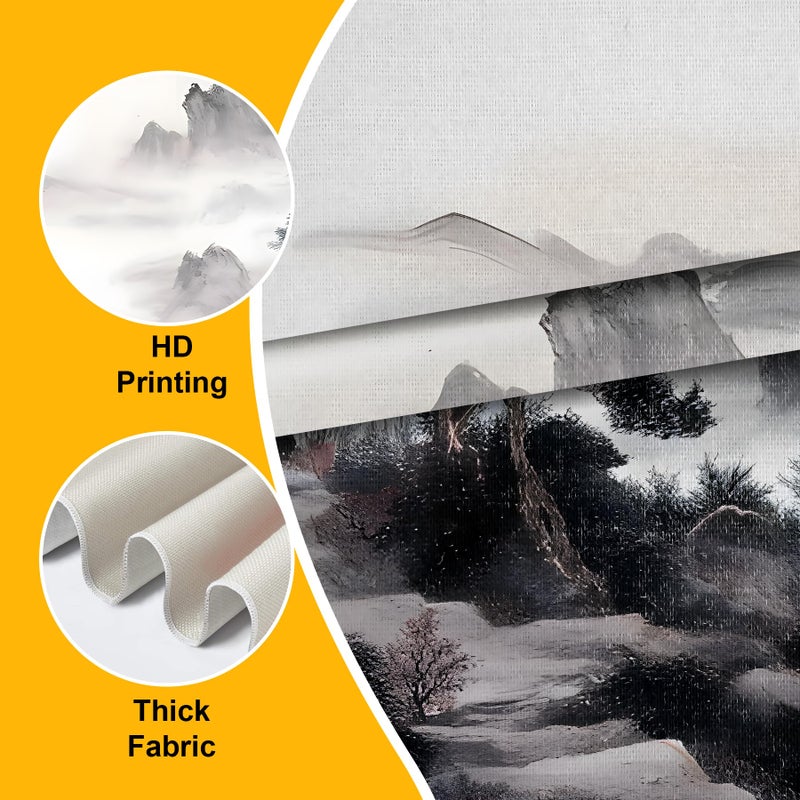 AOHMPT Pack of 2 Long Vertical Tapestry,Nature Landscape Tapestry with Serene Mountain River, Moon & Sun Motifs,Traditional Ink Painting Wall Art,Zen Aesthetic Wall Hanging for Living Room Bedroom Decor 13" W x 51" H" - Image 4