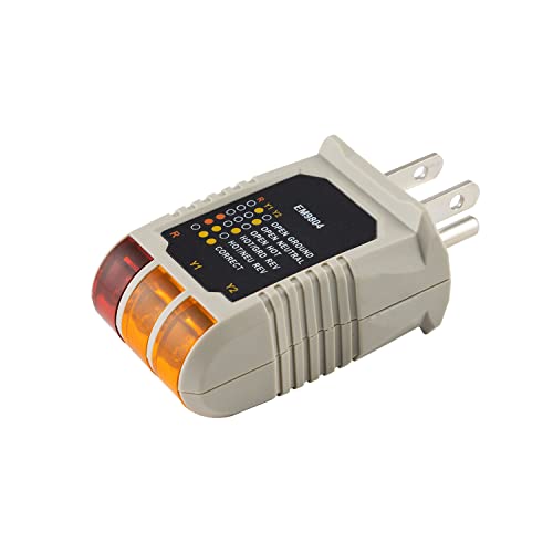 Power Gear Receptacle Tester, Standard 3-Wire, Circuit Analyzer, 110-125 VAC, 6 Visual LED Tests, ETL Listed – 50542 Gray - Image 1