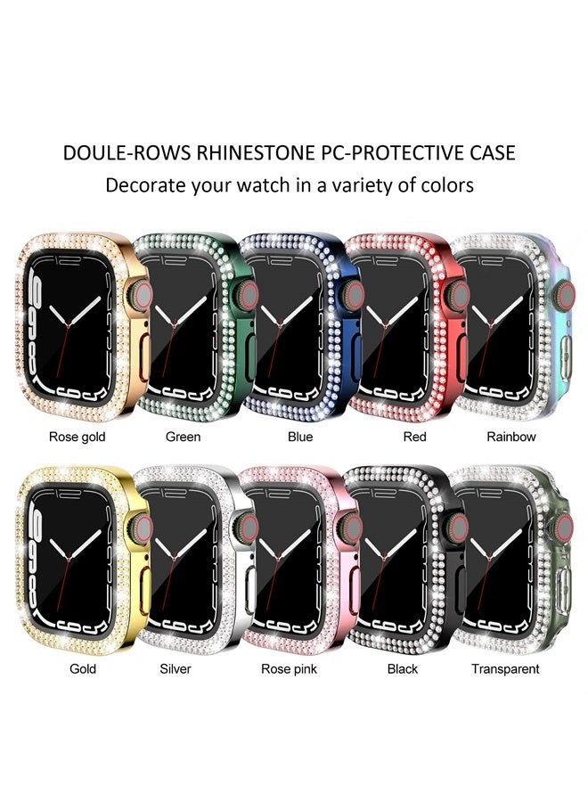 DEALELE Bands Compatible with Apple Watch Series 9/8 / 7 (41mm), Bling Rhinestone Diamond Metal Strap with Protective Case Cover Replacement for iWatch 41mm Women Men (41mm, Gold) - Image 4
