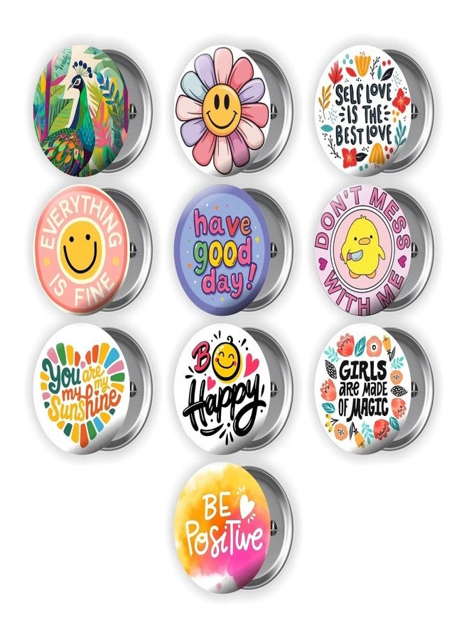 Roundsun Motivational Pins Badges 58mm Size | Round Button Badges | Inspirational Quotes | Return Gift | Event Badges | Kids Badges | Women brooches | Perfect for Backpacks (Combo 7 Pack of 10) - Image 1