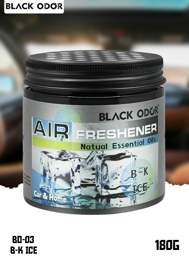 رائحة سوداء جل معطر للجو "Black Odor" (رائحة B-K Ice) - 180 جم - بتركيبة زيوت عطرية طبيعية - مناسب للسيارة والمنزل - Image 3