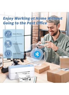 phomemo 241-BT Bluetooth Thermal Label Printer, 4X6" Wireless Shipping Label Printer for Small Business, Label Printer for Shipping Packages, Compatible with iPhone, Android (White+Pale Blue)  - Image 2