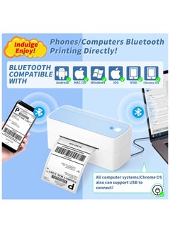 phomemo 241-BT Bluetooth Thermal Label Printer, 4X6" Wireless Shipping Label Printer for Small Business, Label Printer for Shipping Packages, Compatible with iPhone, Android (White+Pale Blue)  - Image 3