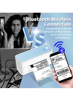 phomemo 241-BT Bluetooth Thermal Label Printer, 4X6" Wireless Shipping Label Printer for Small Business, Label Printer for Shipping Packages, Compatible with iPhone, Android (White+Pale Blue)  - Image 5