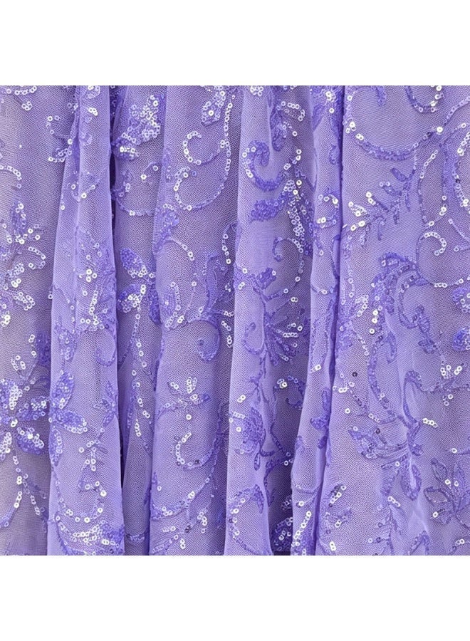 Purple Sequins Fabric 1 Yard Fabric Glitter Shimmer Fabric for Sewing Stretchy Fabric for Clothing Wedding Event Party Decoration - Image 1