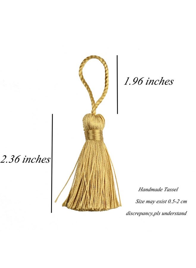 Makhry - 20Pcs 4.3 Inch Handmade Silky Floss Mini Tiny Craft Tassels With 2 Inch Cord Loop And Small Chinese Knot For Earrings Souvenir Bookmarks Diy Craft Accessory Tags (47Champagne) - Image 1