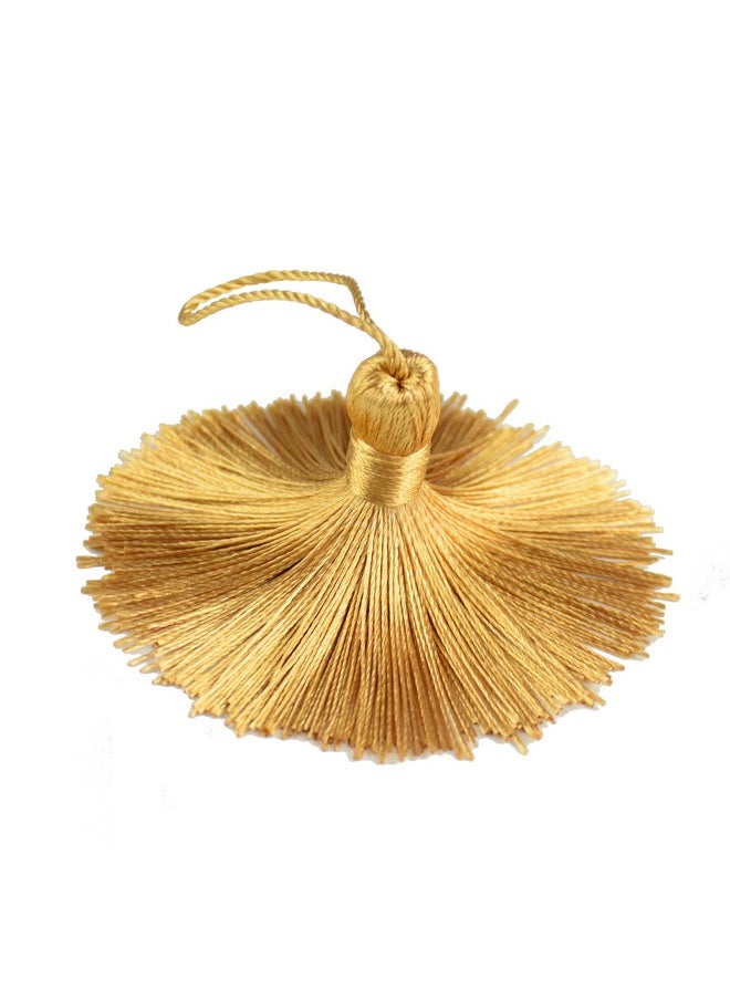 Makhry - 20Pcs 4.3 Inch Handmade Silky Floss Mini Tiny Craft Tassels With 2 Inch Cord Loop And Small Chinese Knot For Earrings Souvenir Bookmarks Diy Craft Accessory Tags (47Champagne) - Image 1
