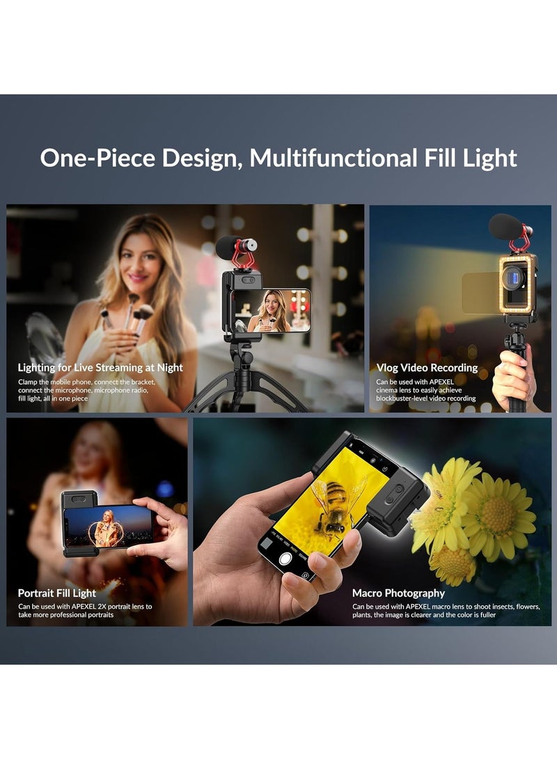 17mm+37mm Thread Lens Adapter with LED Fill Light, One-Piece Lens Phone Adapter for Android/iPhone, Lens Attachments for Macro/Wide Angle/Fisheye/Flow/Radial/Star Filter/Kaleidoscope Lens - Image 2