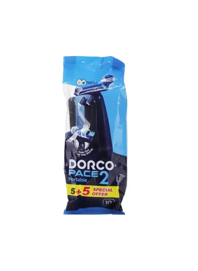 DORCO 2 Layer Disposable Shaving Razor- Pack of 5 + 5 Pcs - Image 1
