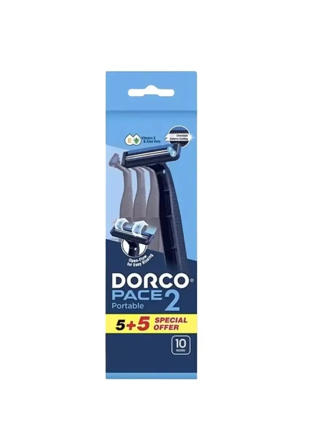 DORCO 2 Layer Disposable Shaving Razor- Pack of 5 + 5 Pcs - Image 3