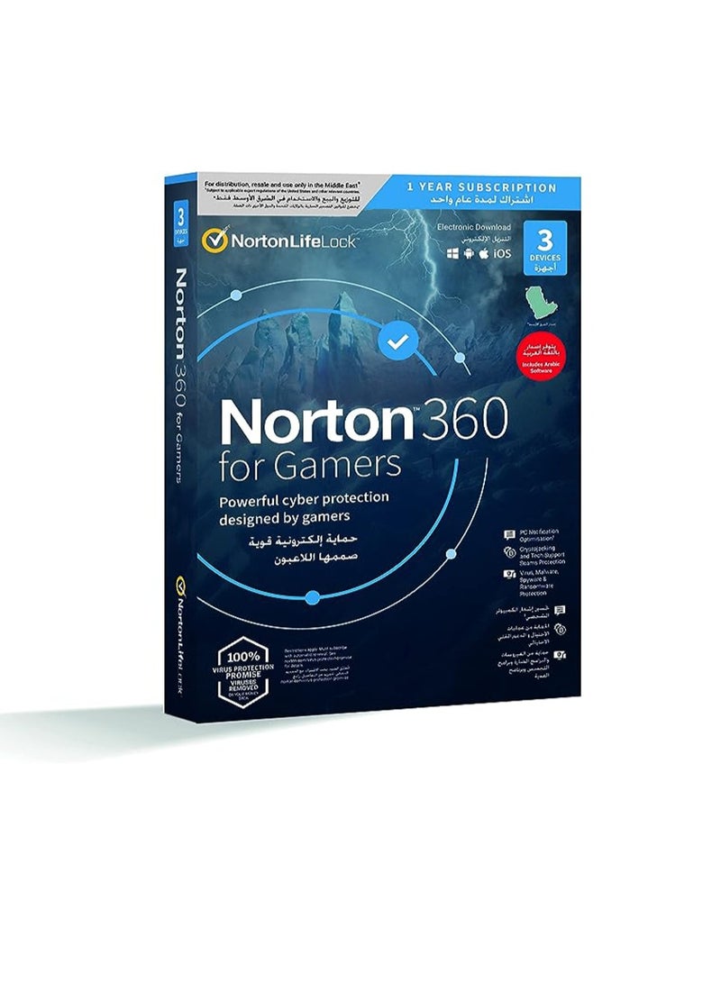 Norton By Symantec NORTON 360 FOR GAMERS 50GB 1 USER 3 DEVICES 1 YEAR