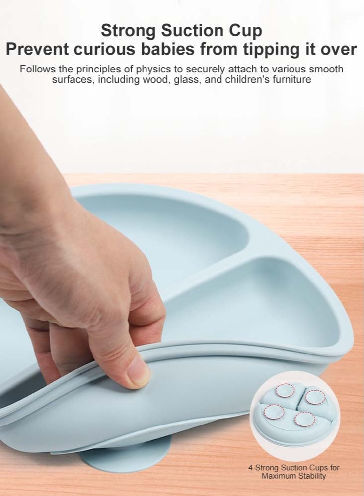 Perfii Complete 8-Pieces Silicone Baby Crockery Set, BPA Free Baby Tableware Set with Soft Silicone Bib and Utensils - Image 5