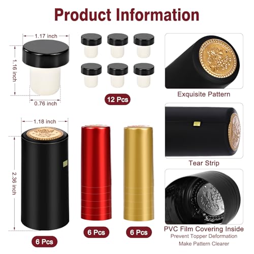 YINCL 30 Pcs Wine Sealer for Wine Bottles - Bottle Sealer for Cruise, Plastic Heat Shrink Cap & Polymer Stopper with Plastic Top - Image 2