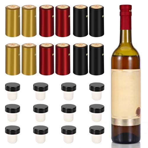 YINCL 30 Pcs Wine Sealer for Wine Bottles - Bottle Sealer for Cruise, Plastic Heat Shrink Cap & Polymer Stopper with Plastic Top - Image 1