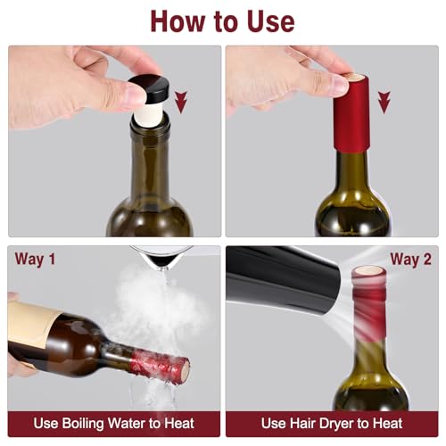 YINCL 30 Pcs Wine Sealer for Wine Bottles - Bottle Sealer for Cruise, Plastic Heat Shrink Cap & Polymer Stopper with Plastic Top - Image 3