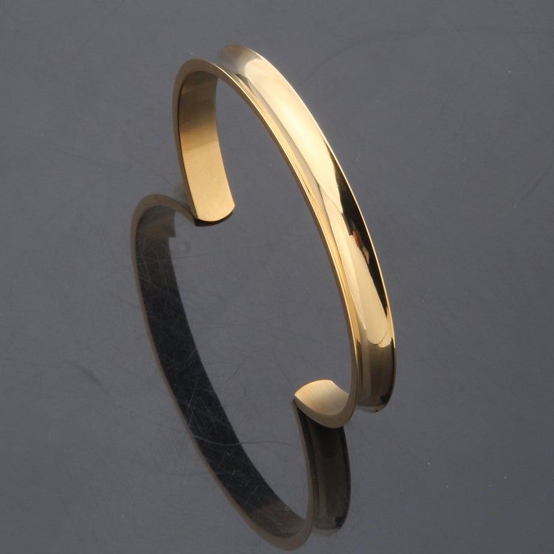 WUSUANED Hair Tie Bracelet Stainless Steel Grooved Cuff Bangle Gift for her (Gold) - Image 3