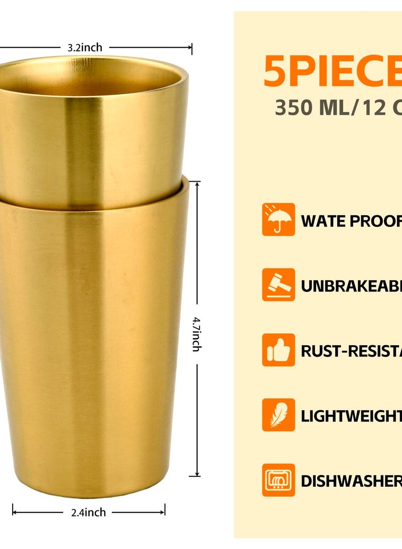 Excefore Set of 2 Stainless Steel Insulated Cups, 12 oz Double Wall Vacuum Small Metal Cups, Reusable & Unbreakable for Indoor/Outdoor Use - Perfect for Parties, Office and Camping (Gold) - Image 2