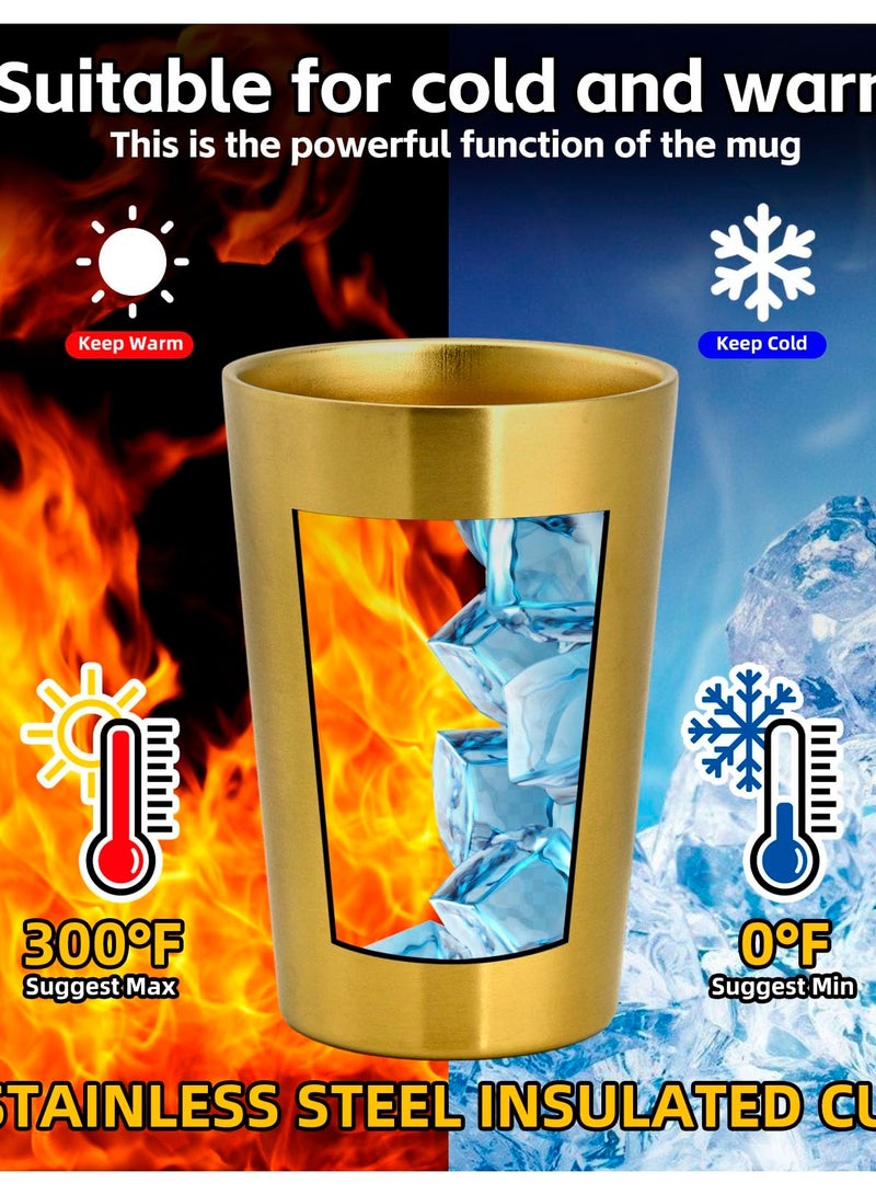Excefore Set of 2 Stainless Steel Insulated Cups, 12 oz Double Wall Vacuum Small Metal Cups, Reusable & Unbreakable for Indoor/Outdoor Use - Perfect for Parties, Office and Camping (Gold) - Image 4