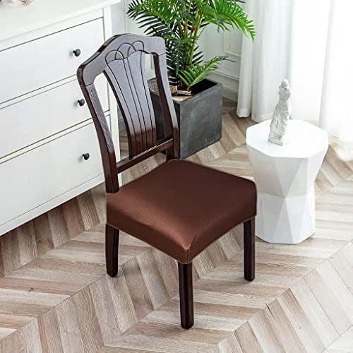 AMAZE ATTIRES Spandex Universal Size Dining Chair Seat Cover Set Of 6 Seater Pcs Are Easily Washable Strechable And Comfortable For Dining Room Home Decor Slip Cover (Brown) - Image 1