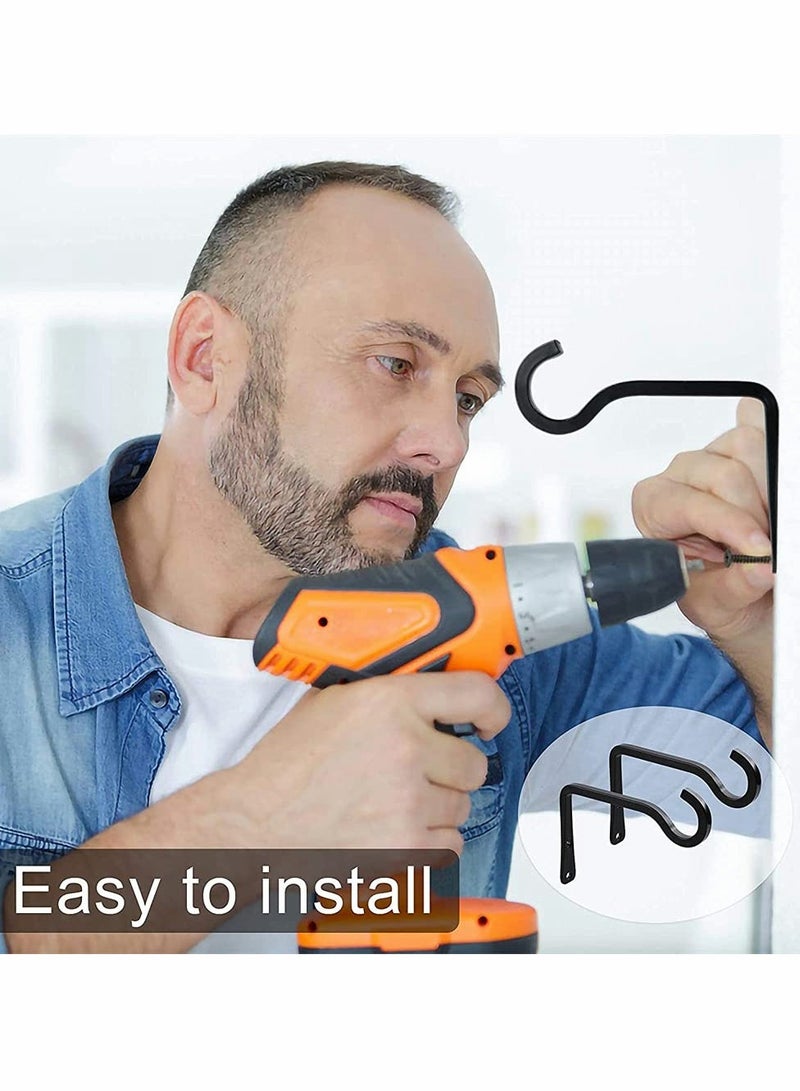 KASTWAVE Hanging Plant Hook, 6 Inch Metal Wall Hook Plant Hanger Bracket Shepherds Hook, for Hanging Bird Feeders, Wind Chimes, Flower Baskets, Lanterns, Outdoor Decoration Hooks (2 Pack, Black) - Image 3