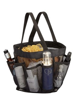 Y&D Shower Bag Dorm Mesh Caddy Tote 8 Pockets, Hanging Portable Toiletry for Men and Women, College Essentials Quick Dry Bath Organizer Dorms, Gym, Camp (Black)  - Image 1