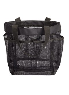 Y&D Shower Bag Dorm Mesh Caddy Tote 8 Pockets, Hanging Portable Toiletry for Men and Women, College Essentials Quick Dry Bath Organizer Dorms, Gym, Camp (Black)  - Image 4
