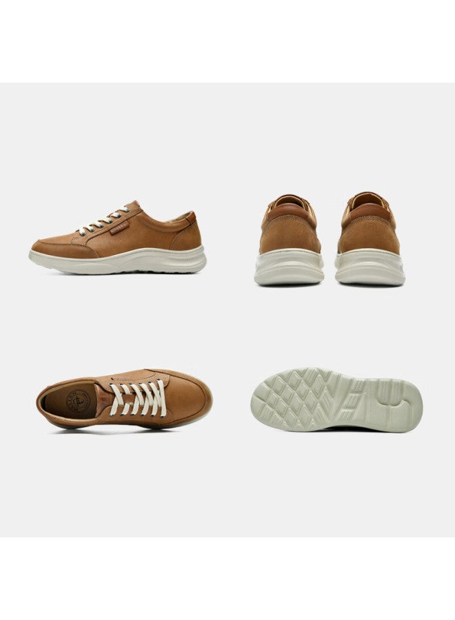 Mellen Lightweight Fashionable Comfortable Wear-resistant Leather Casual Shoes Myd67697 Light Brown Size 42 - Image 4