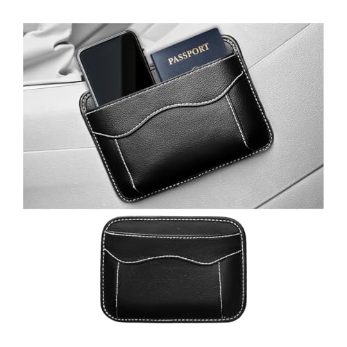 Ywdiml Car Seat Side Pocket Organizer PU Leather Mini Vehicle Phone Holder Storage Bag Automotive Interior Tray Pouch Seat Gap Filler Accessories Universal for SUV Sedan Truck Black - Image 1