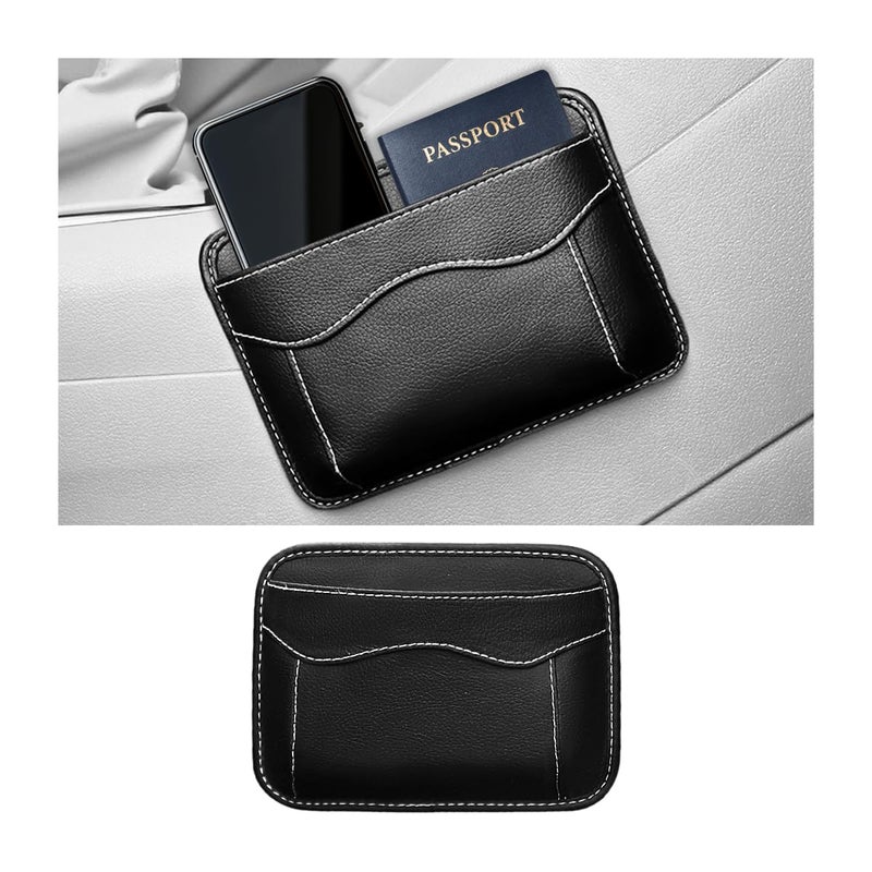 Ywdiml Car Seat Side Pocket Organizer PU Leather Mini Vehicle Phone Holder Storage Bag Automotive Interior Tray Pouch Seat Gap Filler Accessories Universal for SUV Sedan Truck Black - Image 3