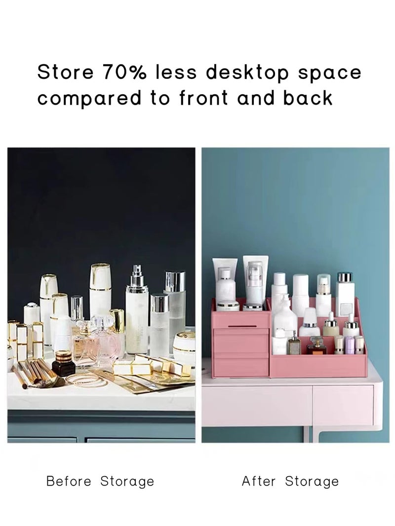 Rylan Cosmetic Organizer Box Drawers Storage Plastic Stationary Box | Make Up Organiser For Women | Kitchen Organizer | Wardrobe Organisers | Jewellery Organisers,Pink - Image 2