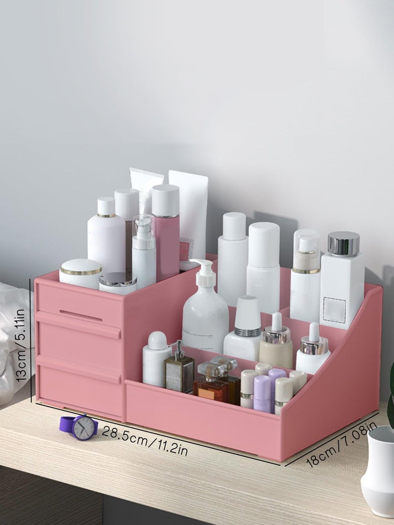 Rylan Cosmetic Organizer Box Drawers Storage Plastic Stationary Box | Make Up Organiser For Women | Kitchen Organizer | Wardrobe Organisers | Jewellery Organisers,Pink - Image 3